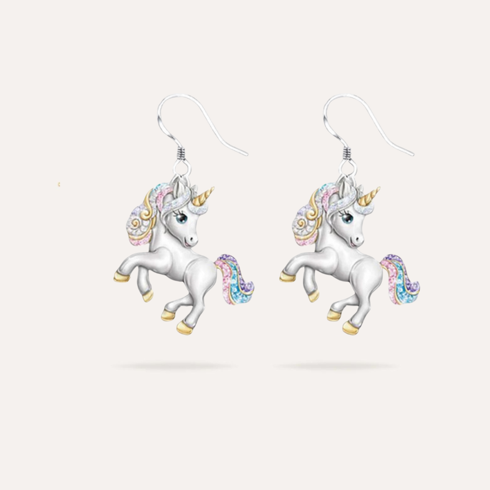 Boucles d'oreille Licorne Argentée