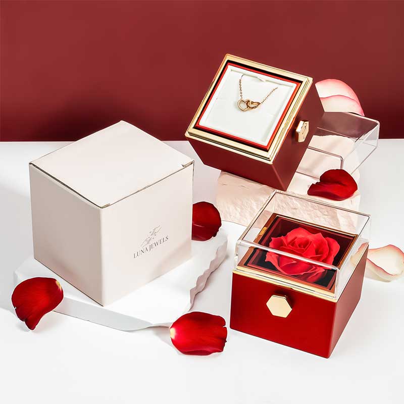 Coffret Rose Éternelle avec Collier Gravé - Pour toi, l'amour de ma vie