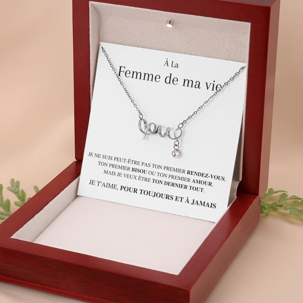 Collier Ritournelle Amoureuse - À la femme de ma vie - Je t'aime, pour toujours...