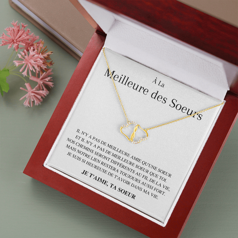 Collier Amour Pur - Or Jaune 10 carats & diamants - Je t'aime, ta sœur