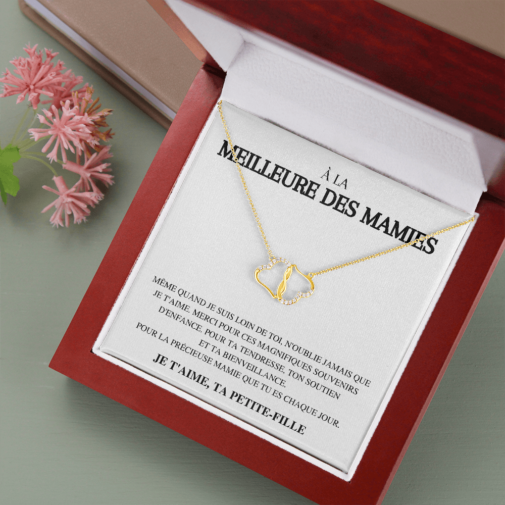 Collier Amour Pur - Or Jaune 10 carats & diamants - À la meilleure des mamies - N'oublie jamais, ta petite-fille