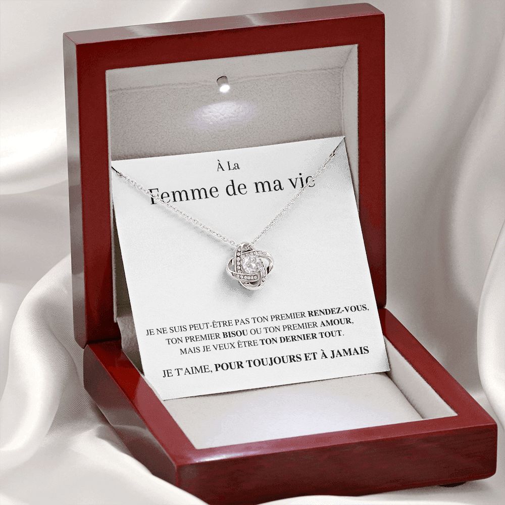 Collier Noeud d'Amour - À la femme de ma vie - Je t'aime, pour toujours...