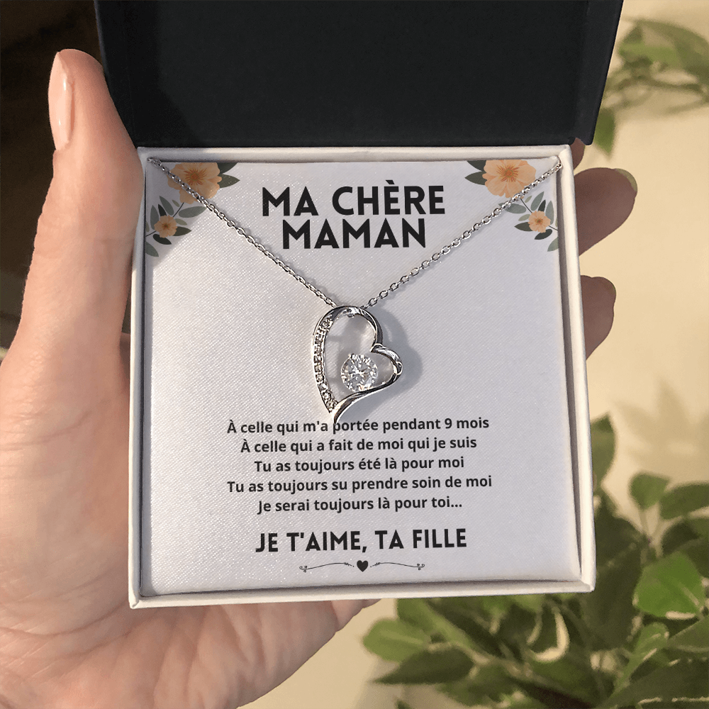 Collier Amour Éternel - Ma chère maman - Je t'aime, ta fille