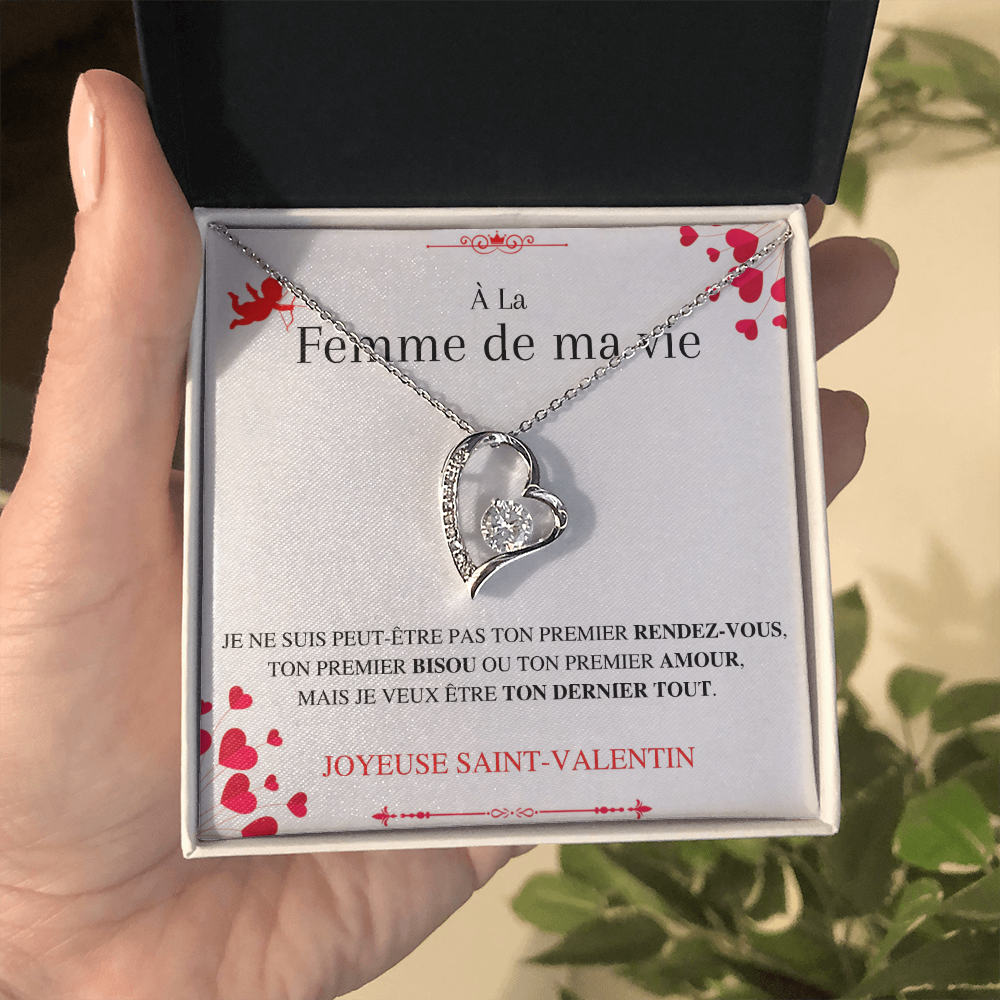 Collier Amour Éternel - À la femme de ma vie - Joyeuse Saint Valentin (Édition Coeur)