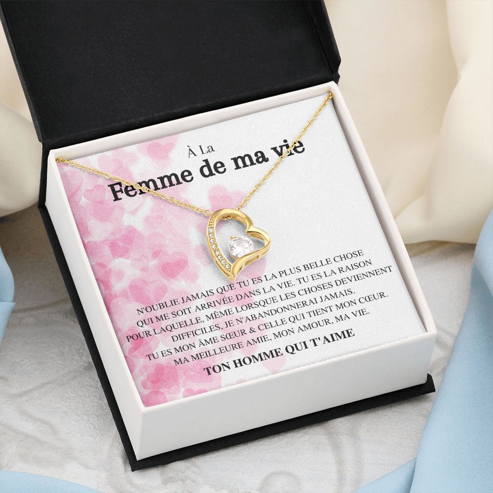 (Saint-Valentin) Collier Amour Éternel - À la femme de ma vie - N'oublie jamais...