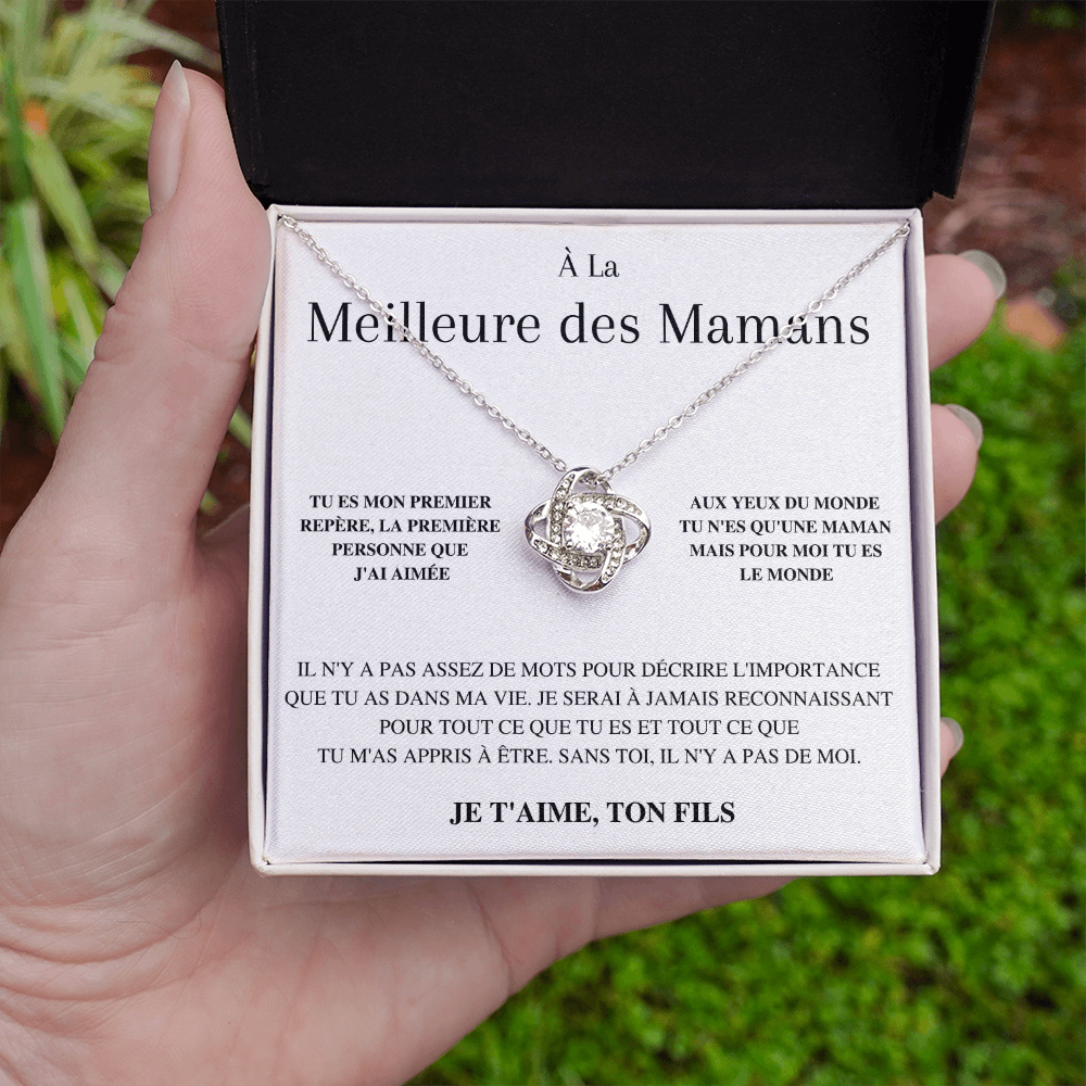 Collier Noeud d’Amour - À la meilleure des mamans - Je t'aime, ton fils