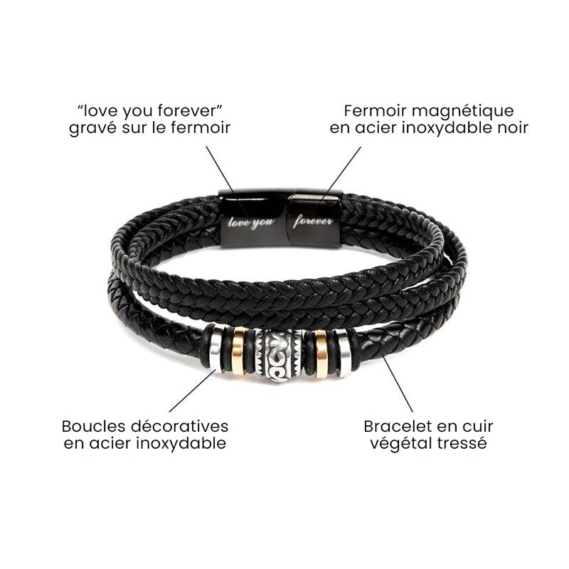 Bracelet tressé en cuir - A mon fils | Redresse toi