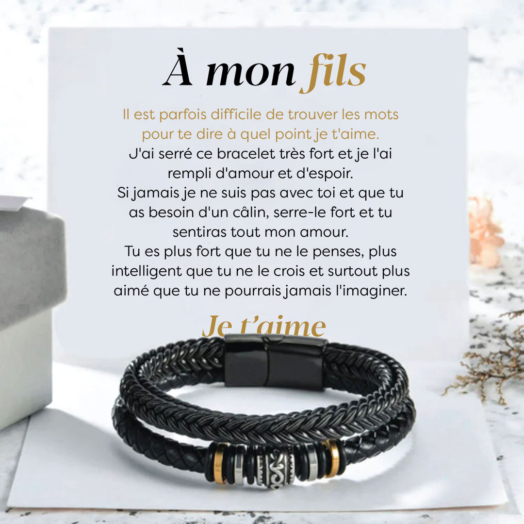 Bracelet tressé pour Homme - Tu es plus fort que tu ne le penses... je t'aime, mon fils.