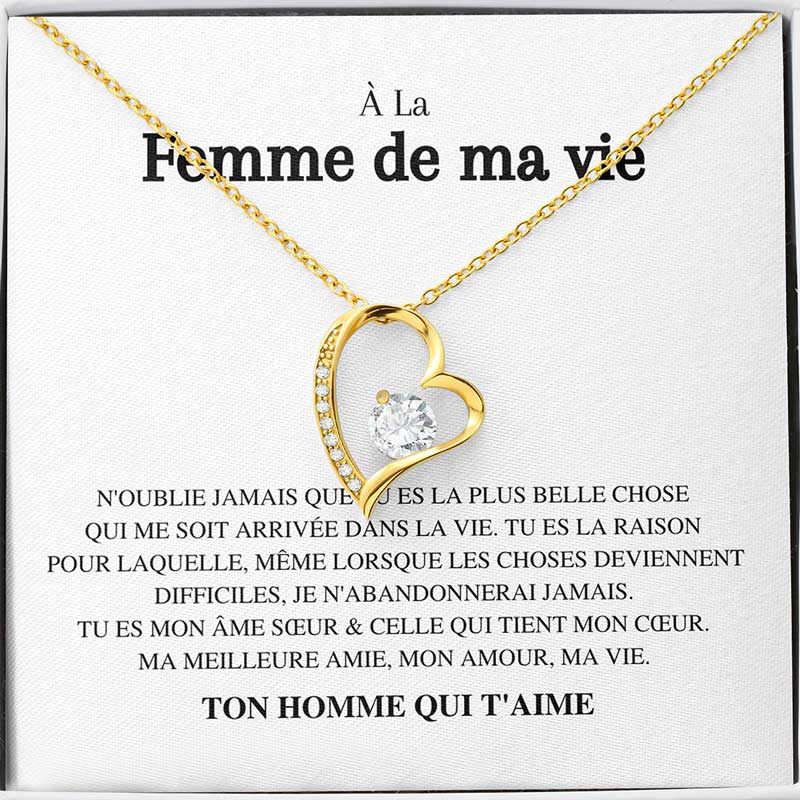 Coffret Rose Éternelle & son Collier d'Amour - À la femme de ma vie - N'oublie jamais...